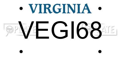 VEGI68 Virginia License Plate