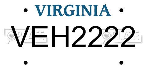 VEH2222 Virginia License Plate