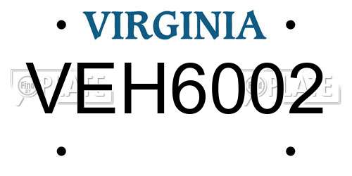 VEH6002 Virginia License Plate