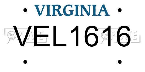 VEL1616 Virginia License Plate