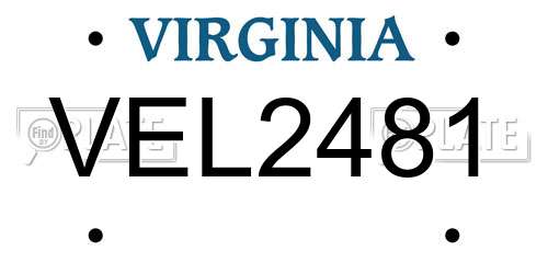 VEL2481 Virginia License Plate