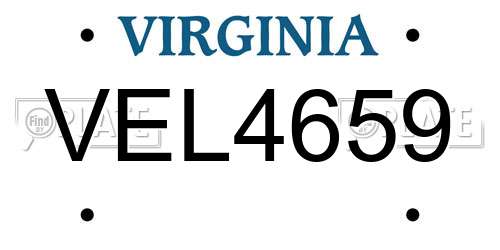 VEL4659 Virginia License Plate