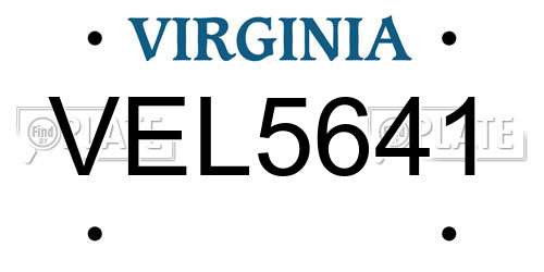 VEL5641 Virginia License Plate