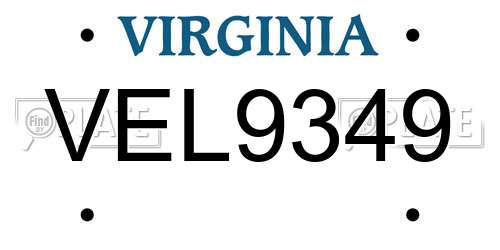 VEL9349 Virginia License Plate