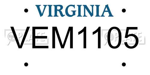 VEM1105 Virginia License Plate
