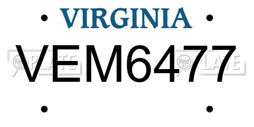 VEM6477 Virginia License Plate