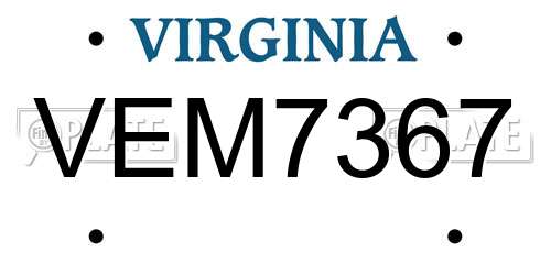VEM7367 Virginia License Plate