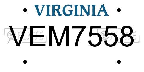 VEM7558 Virginia License Plate