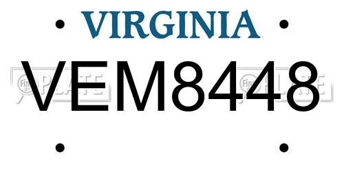 VEM8448 Virginia License Plate