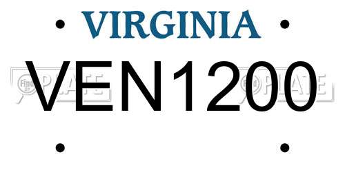 VEN1200 Virginia License Plate