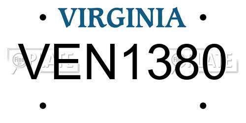 VEN1380 Virginia License Plate
