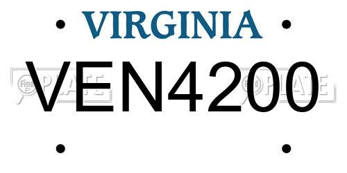 VEN4200 Virginia License Plate