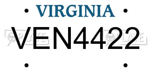 VEN4422 Virginia License Plate