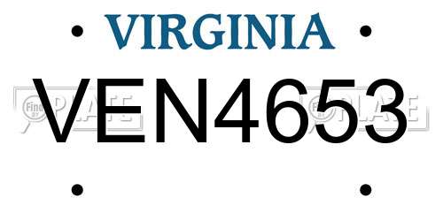 VEN4653 Virginia License Plate