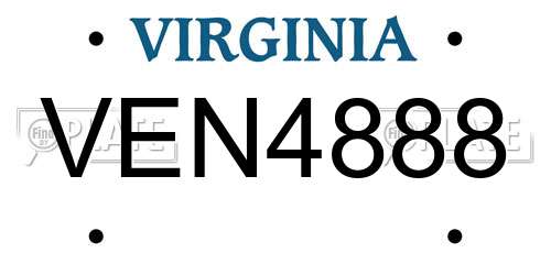 VEN4888 Virginia License Plate