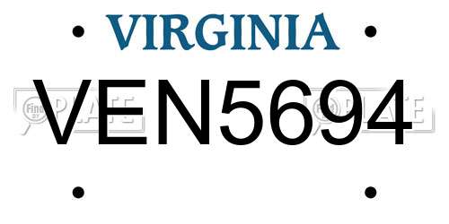 VEN5694 Virginia License Plate
