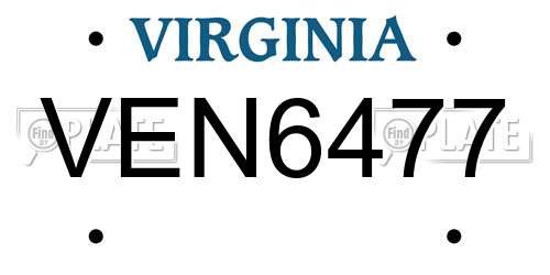 VEN6477 Virginia License Plate