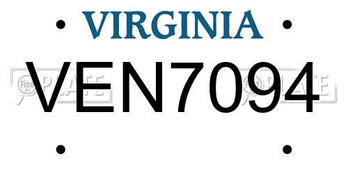 VEN7094 Virginia License Plate