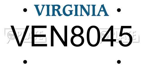 VEN8045 Virginia License Plate