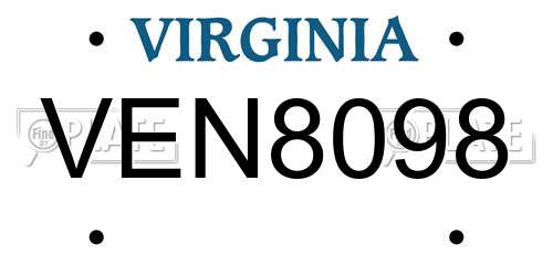 VEN8098 Virginia License Plate
