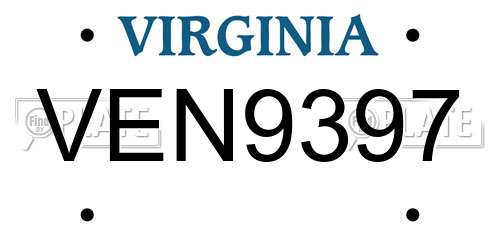 VEN9397 Virginia License Plate