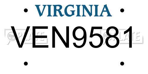 VEN9581 Virginia License Plate
