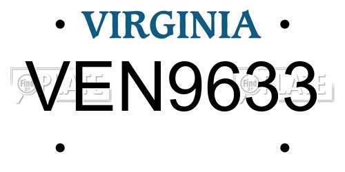 VEN9633 Virginia License Plate