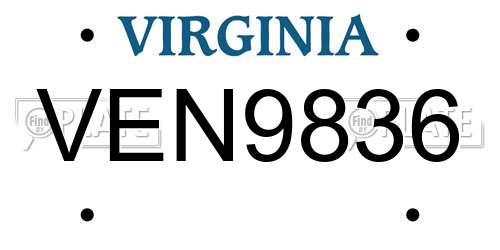 VEN9836 Virginia License Plate