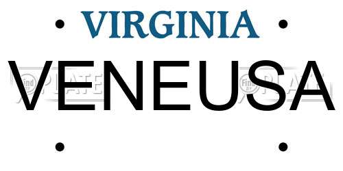 VENEUSA Virginia License Plate