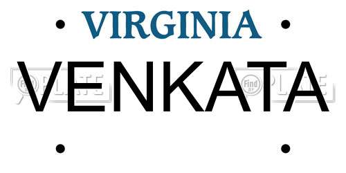 VENKATA Virginia License Plate