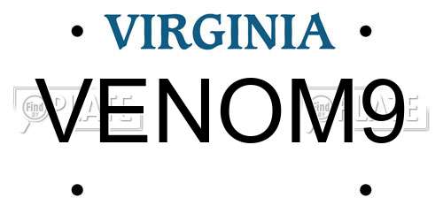 VENOM9 Virginia License Plate