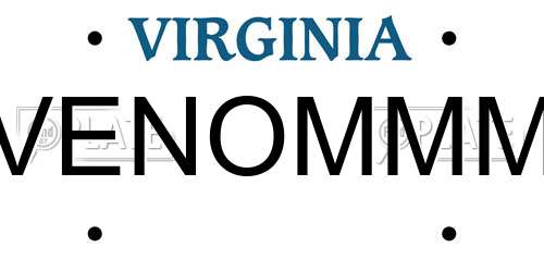VENOMMM Virginia License Plate