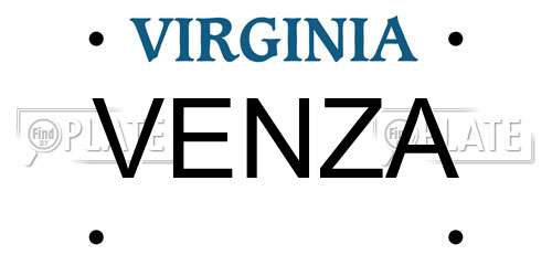 VENZA Virginia License Plate