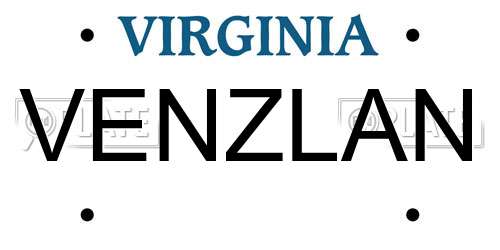 VENZLAN Virginia License Plate