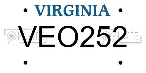 VEO252 Virginia License Plate