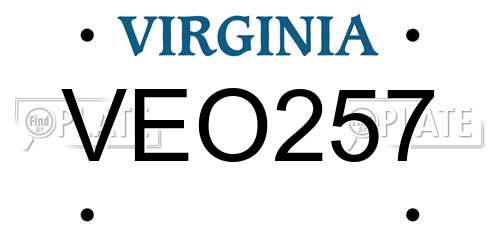VEO257 Virginia License Plate