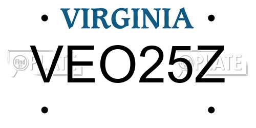 VEO25Z Virginia License Plate