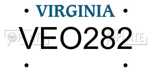 VEO282 Virginia License Plate