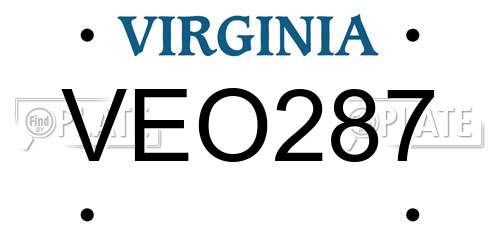 VEO287 Virginia License Plate