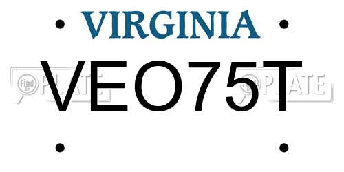 VEO75T Virginia License Plate