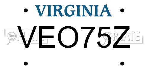 VEO75Z Virginia License Plate