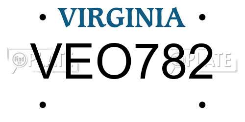 VEO782 Virginia License Plate