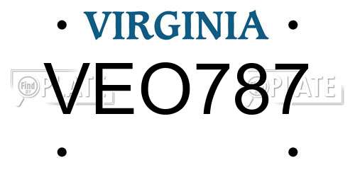 VEO787 Virginia License Plate