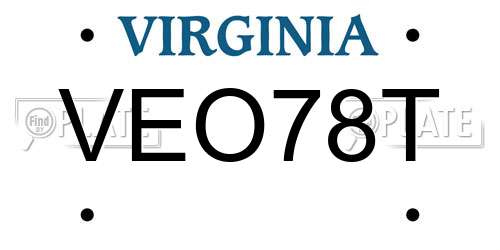 VEO78T Virginia License Plate