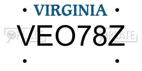 VEO78Z Virginia License Plate