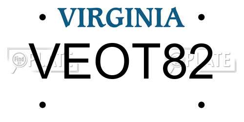 VEOT82 Virginia License Plate