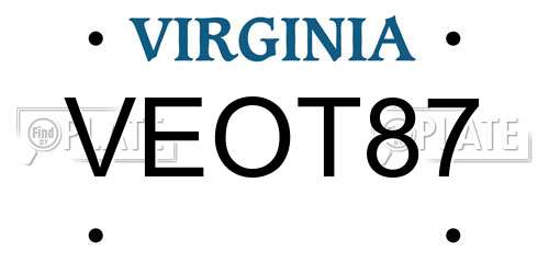 VEOT87 Virginia License Plate