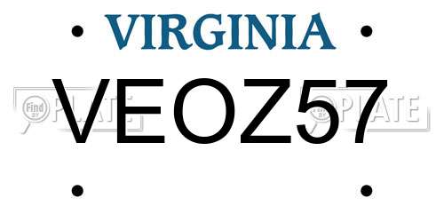 VEOZ57 Virginia License Plate