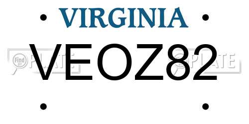 VEOZ82 Virginia License Plate