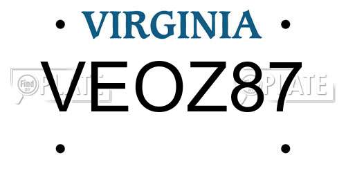 VEOZ87 Virginia License Plate